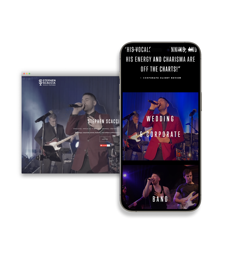 Booking & conversion flow — redesigned performer site hero