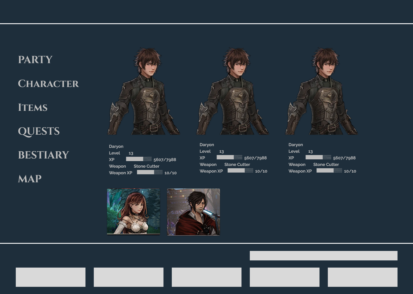 Wireframe Concept A: horizontal party member list